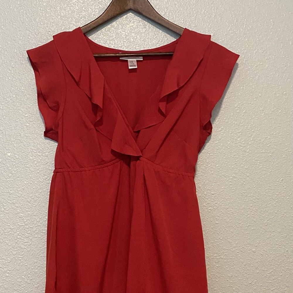 Motherhood‎ Maternity Dress Small Red Ruffle Knee Length
